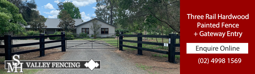 Three Rail Hardwood Painted Fencing Hunter Valley - Gateway Entry Fencing Cessnock